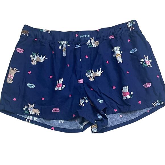 Joyspun Women’s Dog Print Sleep Shorts – Size L (12–14) Navy Blue - Picture 1 of 6